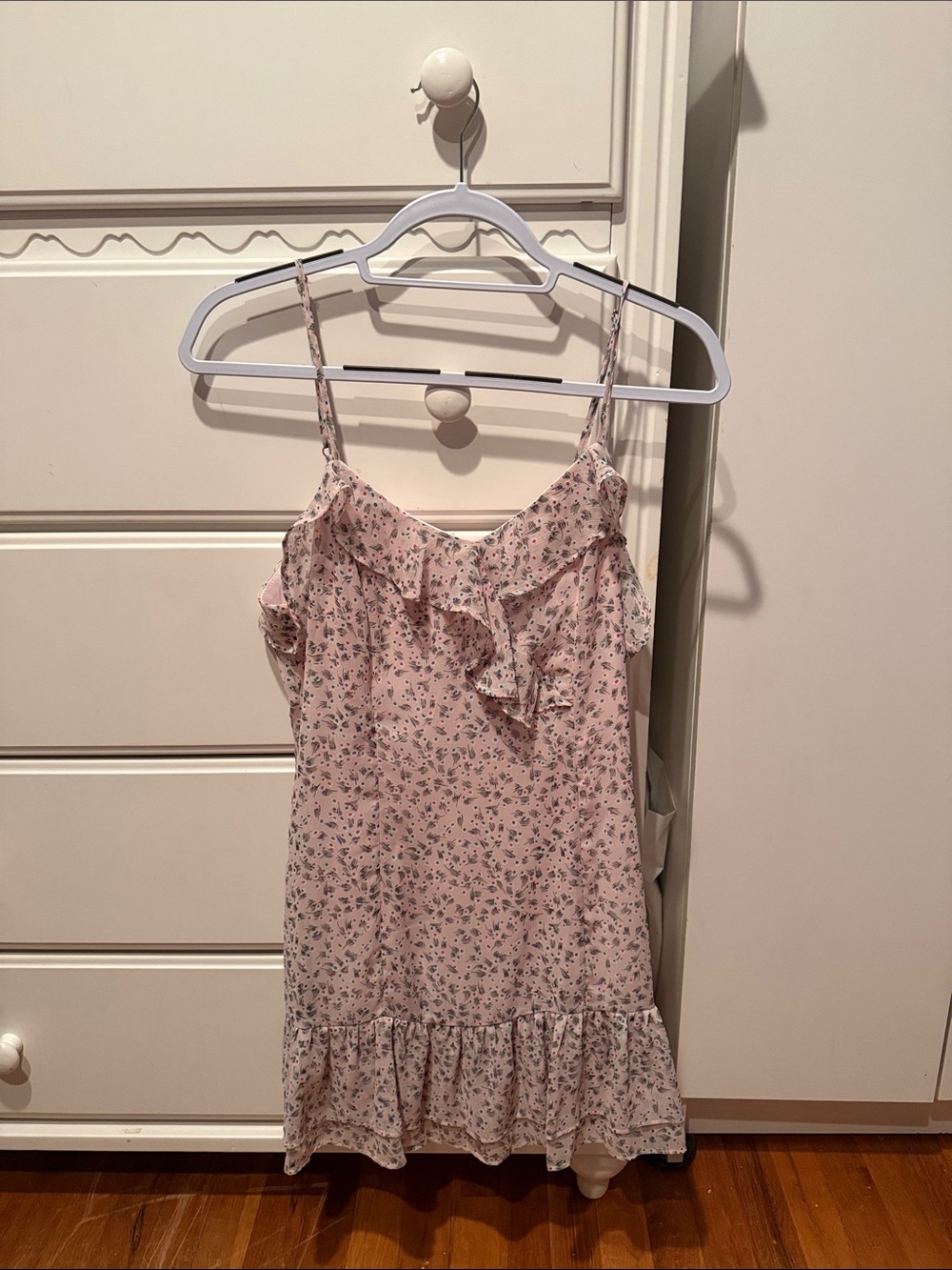 Lulu's Light Pink Floral Ruffle Slip Dress
